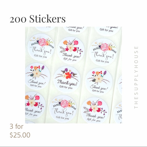 200 Gift for You Stickers. Mixed Floral Pattern Shipping Stickers. - Picture 6 of 10